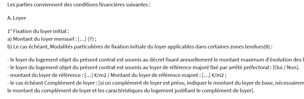 Encadrement des loyers. Modèle de contrat type de location de logement à usage de résidence principale